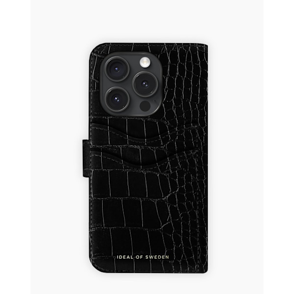 Magnet Wallet+ iPhone 15 Pro Black Croco Svart