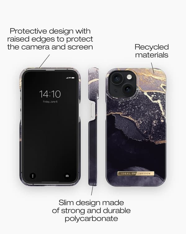 Printed Case iPhone 15 Golden Twilight Svart