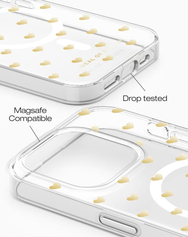 Clear Case MagSafe iPhone 14 Pro Max Golden Hearts Transparent