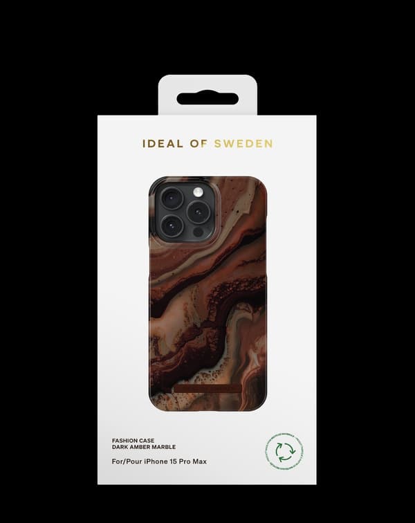 Printed Case iPhone 15 Pro Max Dark Amber Marble Brun