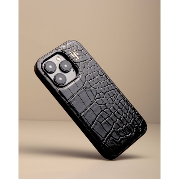 Vegan Leather Case iPhone 16 Pro Max Black Croco