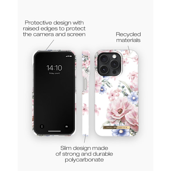 Printed Case iPhone 15 Pro Floral Romance White