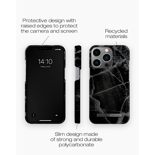 Printed Case iPhone 13 Pro Black Thunder Marble Black