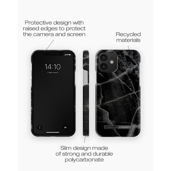 Printed Case iPhone 12 / 12 Pro Black Thunder Marble Black