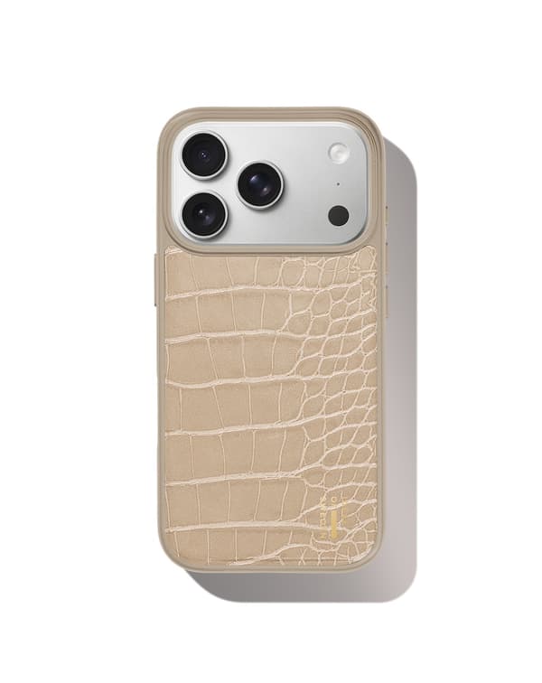 Vegan Leather Case MagSafe iPhone 17 Pro Warm Beige Croco Beige