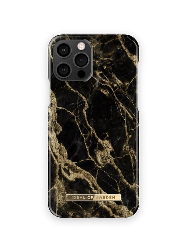 Printed Case iPhone 12 / 12 Pro Golden Smoke Marble White