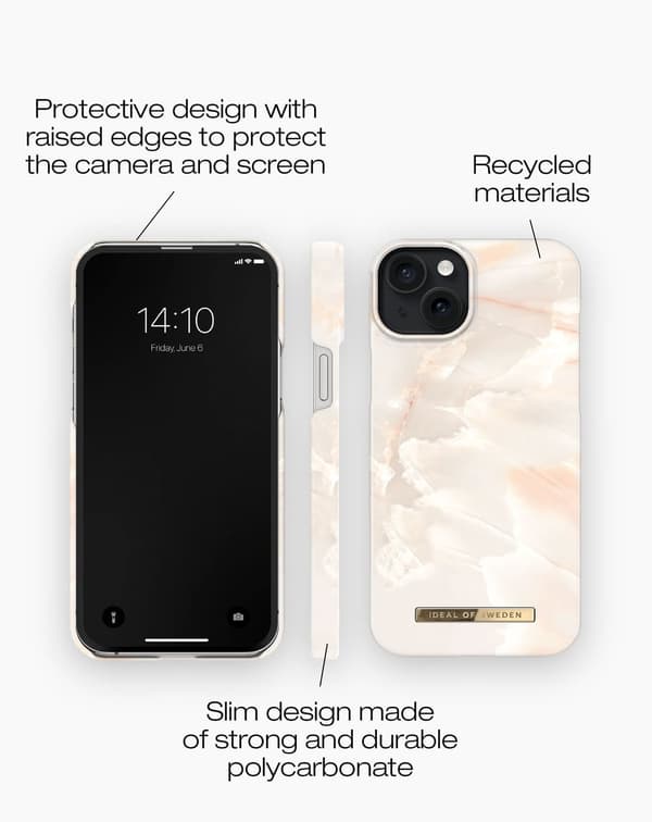 Printed Case iPhone 15 Plus Rose Pearl Marble Rosa