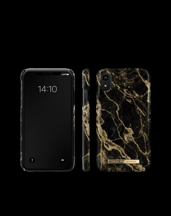 Printed Case iPhone XR Golden Smoke Marble Black