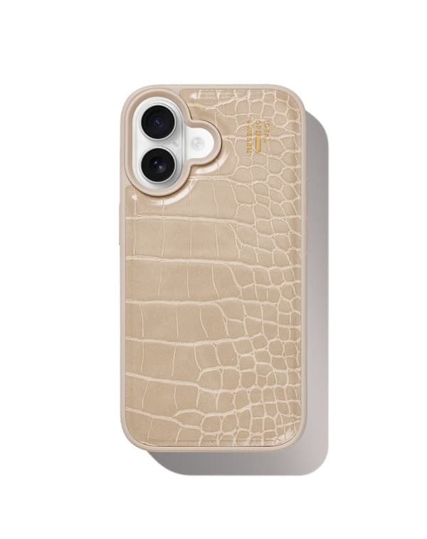 Vegan Leather Case iPhone 16 Warm Beige Croco