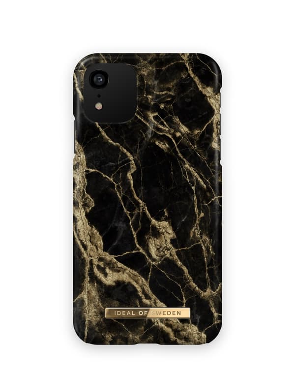 Printed Case iPhone 11 / XR Golden Smoke Marble Black