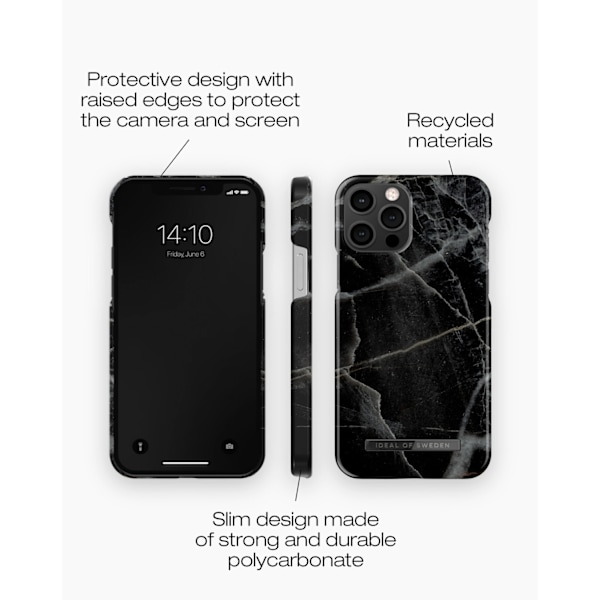 Printed Case iPhone 12 / 12 Pro Black Thunder Marble Black