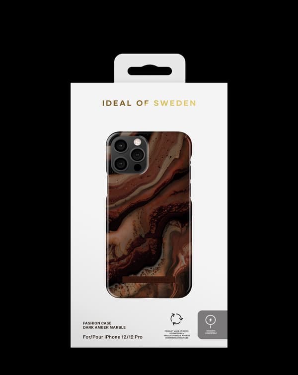 Printed Case MagSafe iPhone 12 / 12 Pro Dark Amber Marble Brown