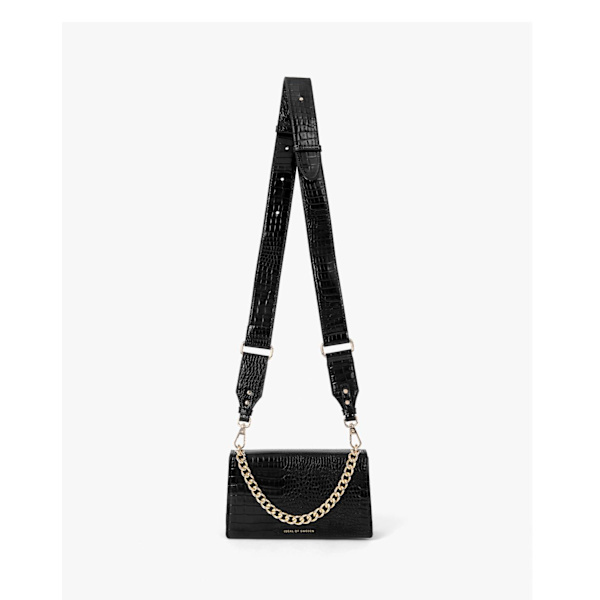 Medium Lia Baguette Bag Neo Noir Croco