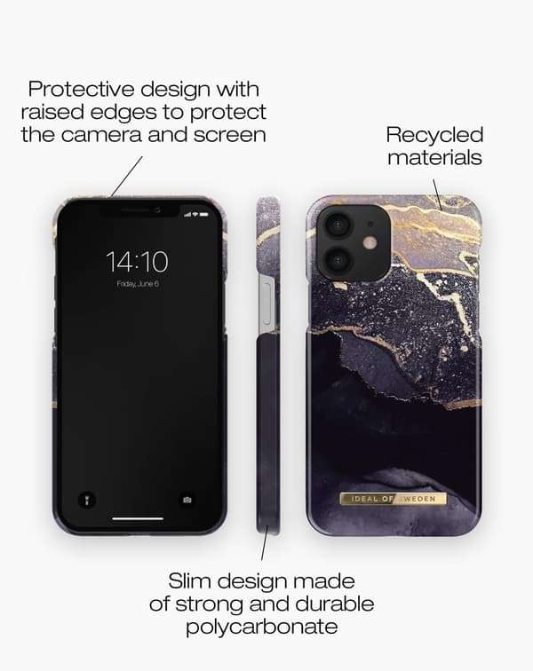 Printed Case iPhone 12 / 12 Pro Golden Twilight Black