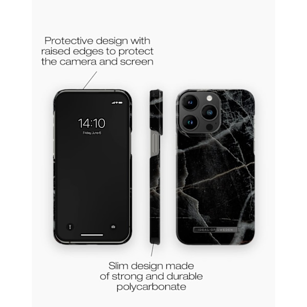 Printed Case MagSafe iPhone 14 Pro Max Black Thunder Marble Black