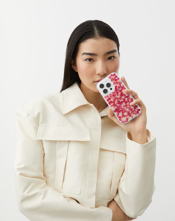 Clear Case iPhone 14 Pro Red Roses Transparent