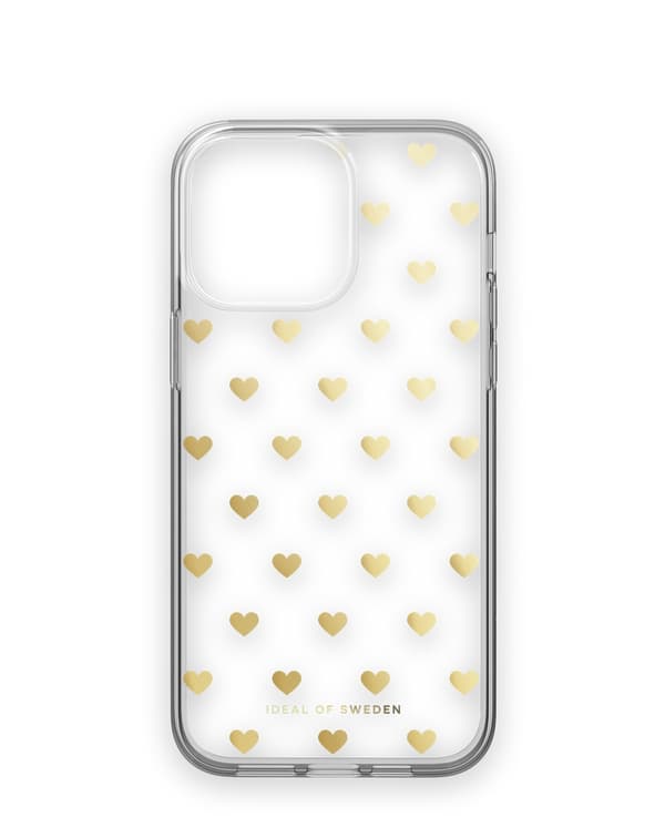 Clear Case iPhone 14 Pro Max Golden Hearts Transparent