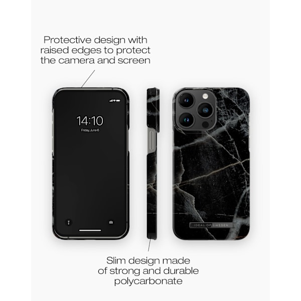 Printed Case MagSafe iPhone 14 Pro Max Black Thunder Marble Black