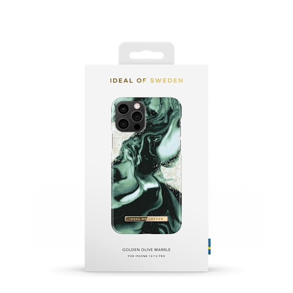 Printed Case iPhone 12 / 12 Pro Golden Olive Marble Green