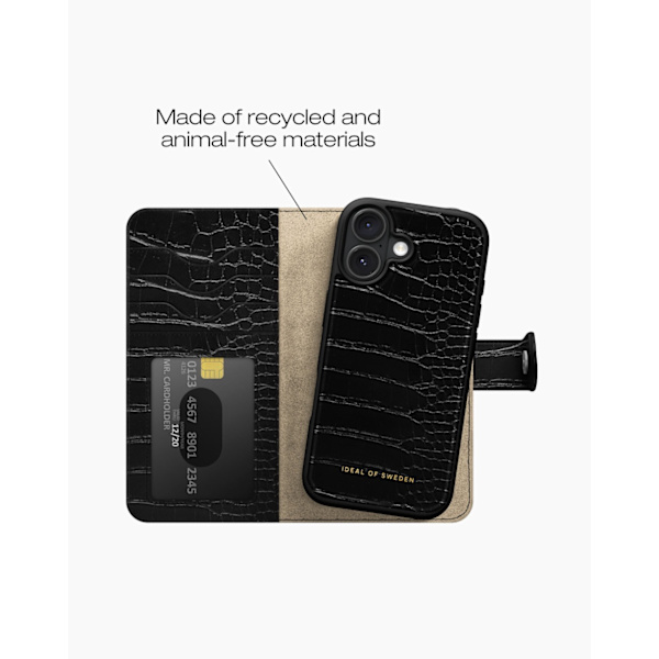 Magnet Wallet+ iPhone 16 Black Croco
