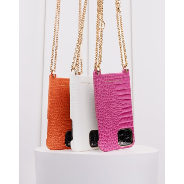 Lilou Necklace Case Fuchsia Croco iPhone 11/XR