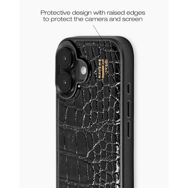 Vegan Leather Case MagSafe iPhone 16 Black Croco