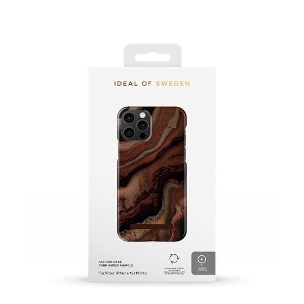Printed Case MagSafe iPhone 12 / 12 Pro Dark Amber Marble Brown