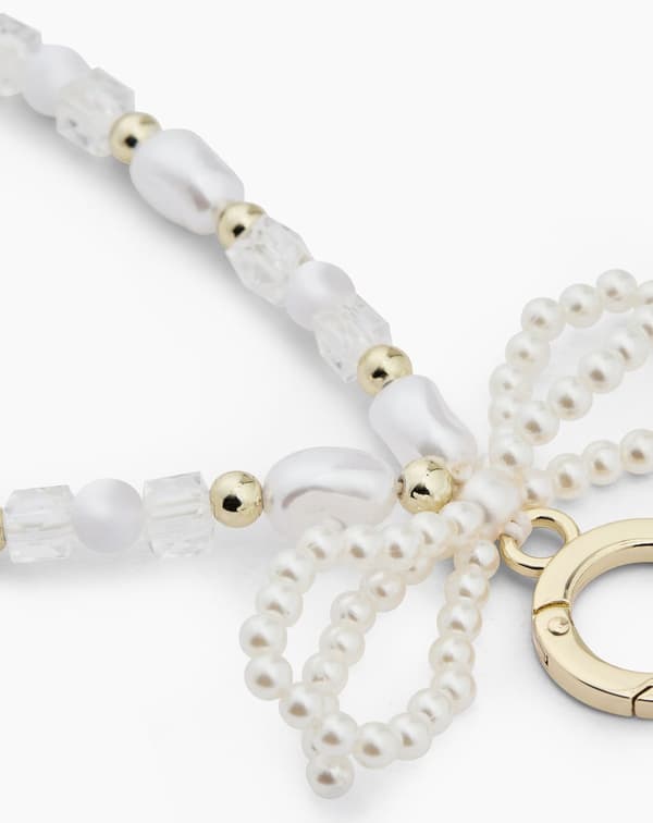 Phone Wristlet Strap Pearl Bow