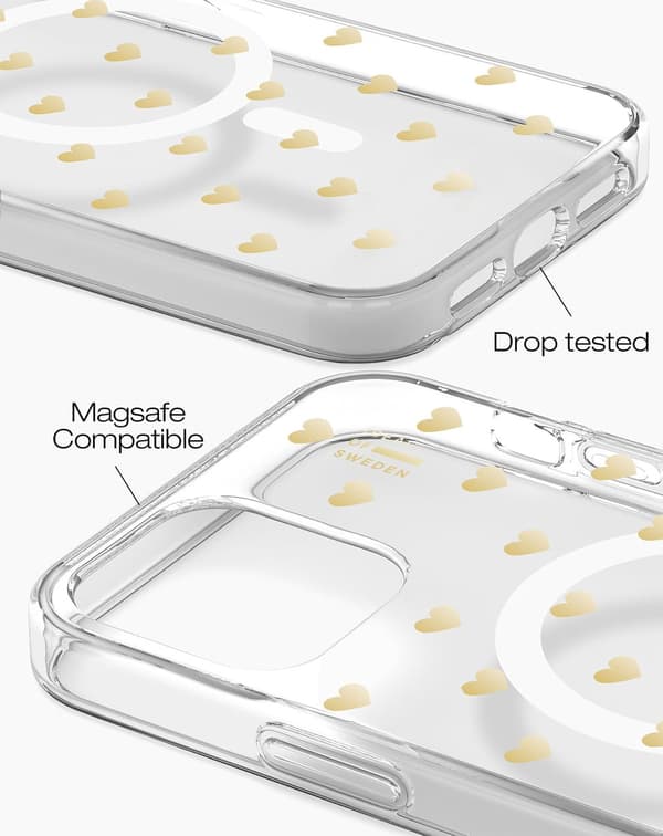 Clear Case MagSafe iPhone 12 / 12 Pro Golden Hearts Transparent