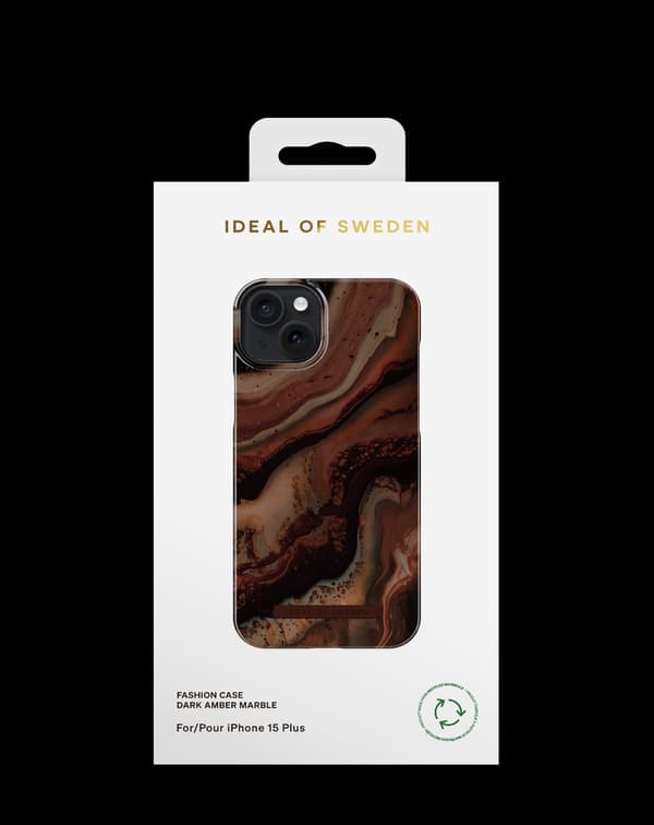 Printed Case iPhone 15 Plus Dark Amber Marble Brown