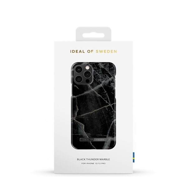 Printed Case iPhone 12 / 12 Pro Black Thunder Marble Black