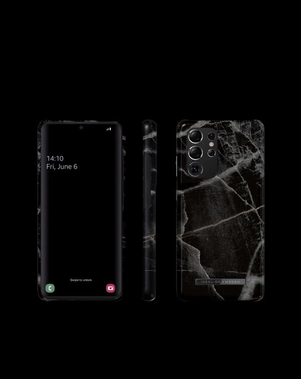 Printed Case Galaxy S21 Ultra Black Thunder Marble Black