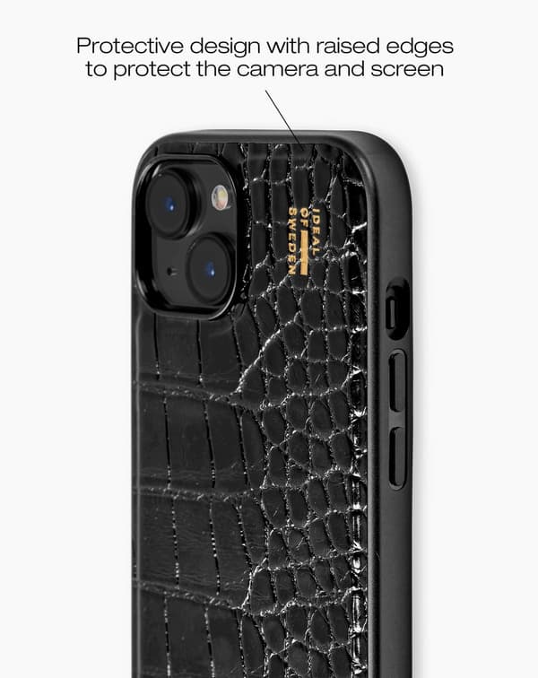 Vegan Leather Case iPhone 13 / 14 / 15 / 16e / 17e Black Croco Black