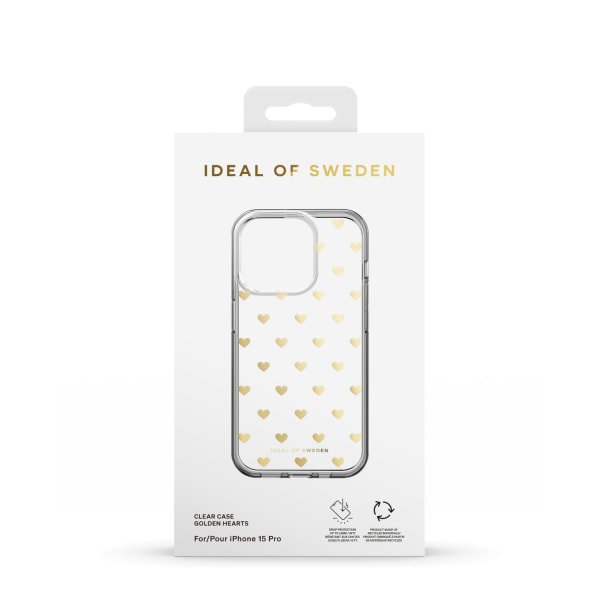 Clear Case iPhone 15PR Golden Hearts