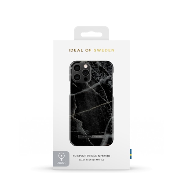 Printed Case MagSafe 12 / 12 Pro Black Thunder Marble Fashion Case MagSafe 12/12PRO Black 