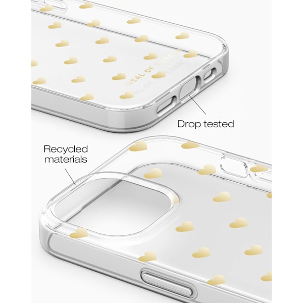 Clear Case iPhone 13 / 14 / 15 / 16e Golden Hearts Transparent