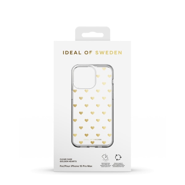 Clear Case iPhone 15PM Golden Hearts