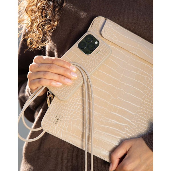 Slim Laptop Sleeve 16\" Warm Beige Croco
