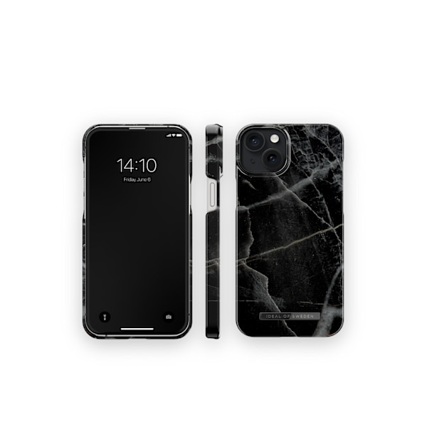 Printed Case MagSafe iPhone 15 Plus Black Thunder Marble Svart