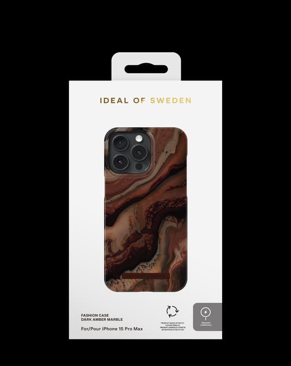 Printed Case MagSafe iPhone 15 Pro Max Dark Amber Marble Brun