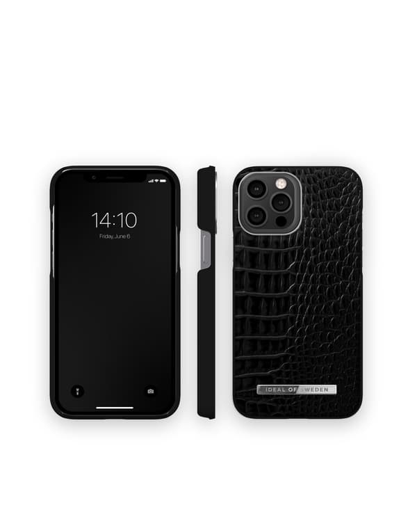Atelier Case iPhone 12 Pro Max / 13 Pro Max Neo Noir Croco Silver Black