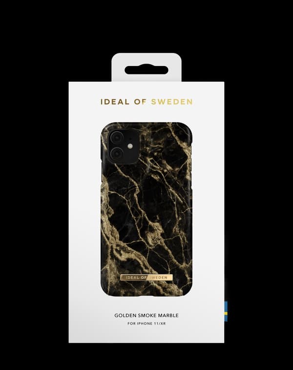 Printed Case iPhone 11 / XR Golden Smoke Marble Black