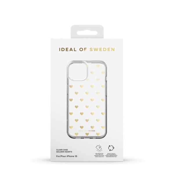 Clear Case iPhone 15 Golden Hearts