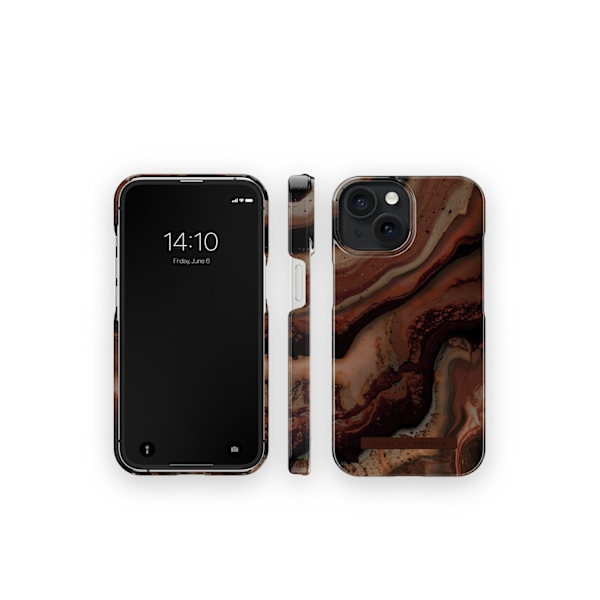 Printed Case iPhone 15 Dark Amber Marble Brun