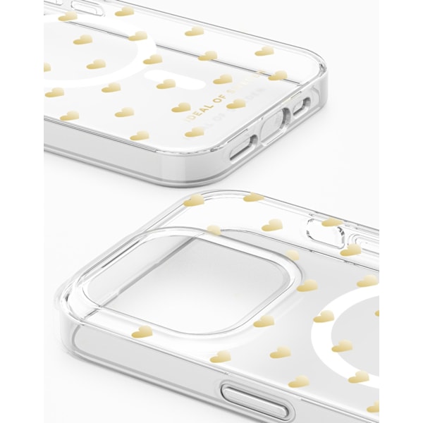 Clear Case MagSafe iPhone 15 Pro Golden Hearts Transparent