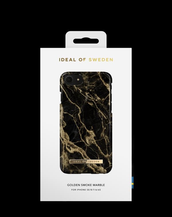 Printed Case iPhone 8 / 7 / 6 / 6S / SE Golden Smoke Marble Black