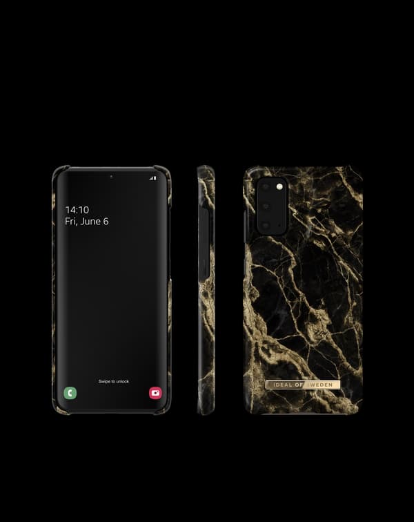Printed Case Galaxy S20 Golden Smoke Marble Black
