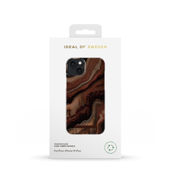 Printed Case iPhone 15 Plus Dark Amber Marble Brun
