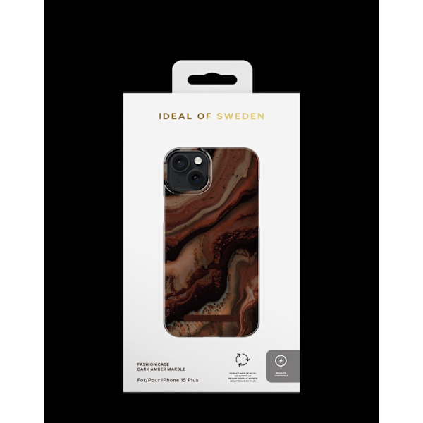 Printed Case MagSafe iPhone 15 Plus Dark Amber Marble Brown