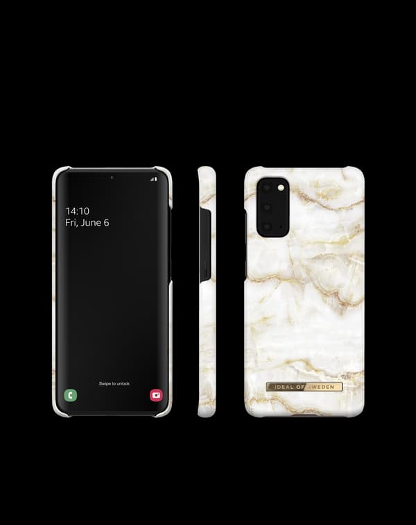 Printed Case Galaxy S20 Golden Pearl Marble White